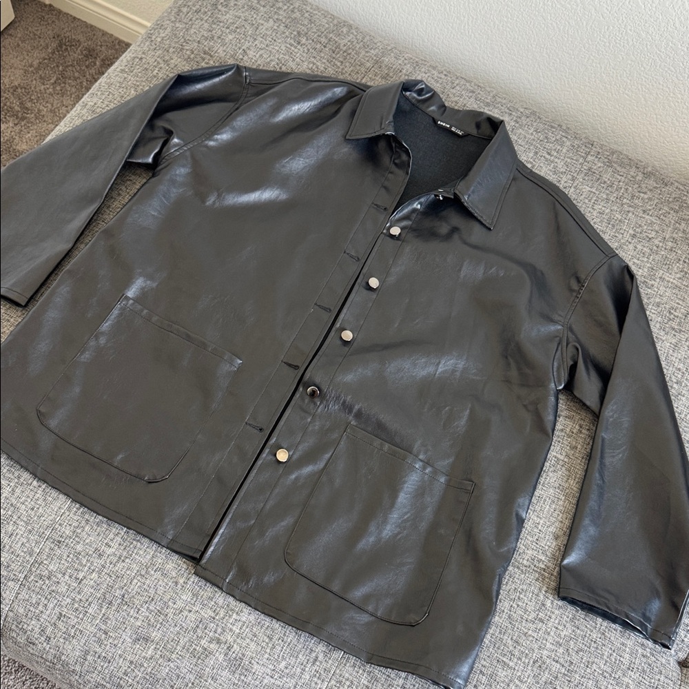 SHEIN Black Faux Leather Jacket